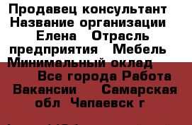 Продавец-консультант › Название организации ­ Елена › Отрасль предприятия ­ Мебель › Минимальный оклад ­ 20 000 - Все города Работа » Вакансии   . Самарская обл.,Чапаевск г.